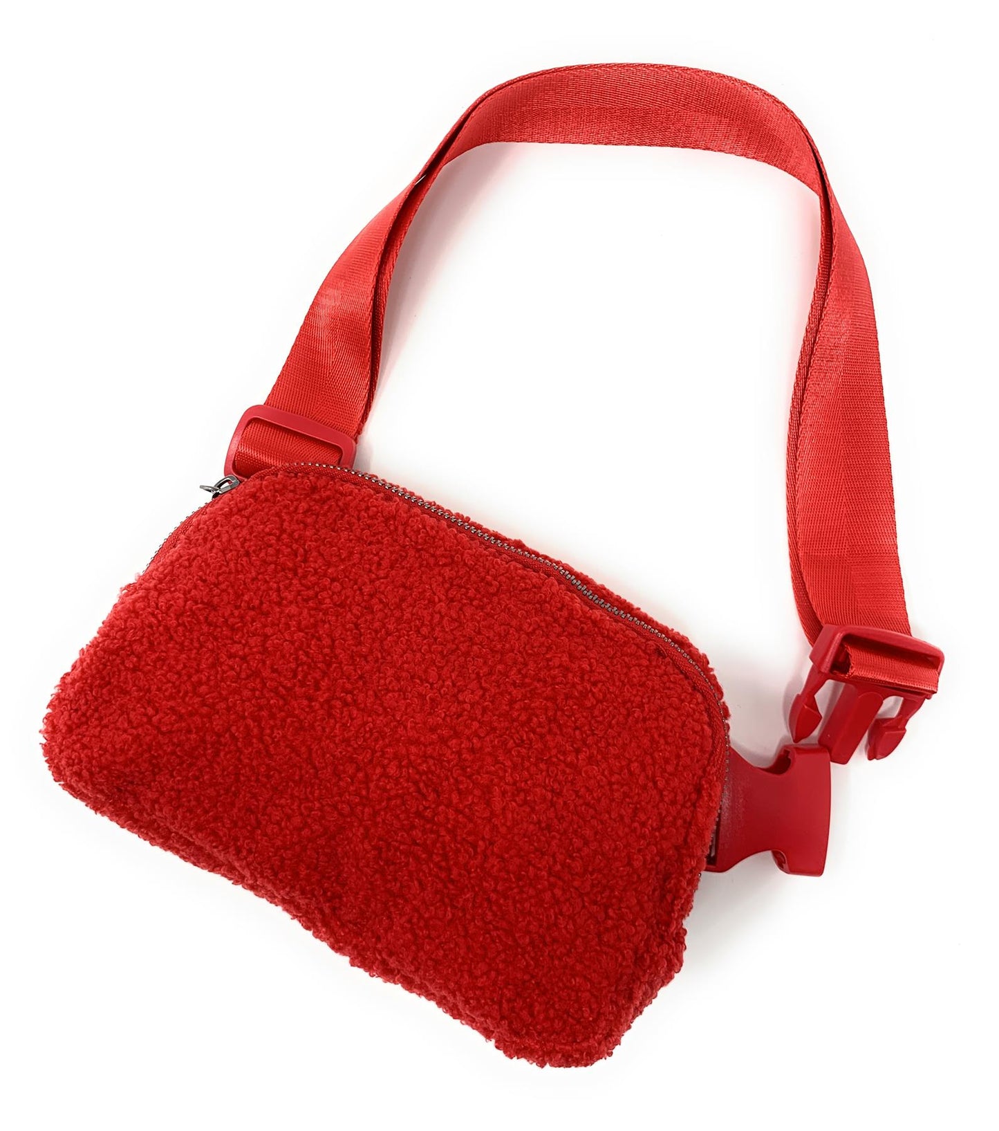 Teddy Faux Fleece Wool Plush Belt Bag Strap Purse Pouch Furry Hand Bum Travel