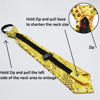 Sequin Pre Tied Adjustable Neck Tie Fancy Dress Party Clip On New