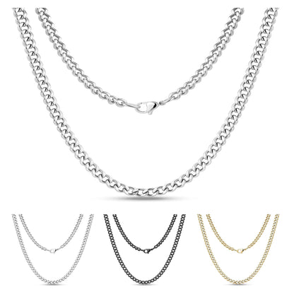 Stainless Steel 316L Silver 3,5,7,9,11,13,15mm & 14-30" Mens Curb Chain Necklace