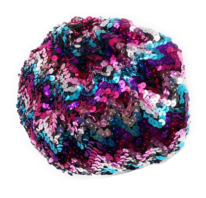 Gorro de aleta elástico con lentejuelas de colores, gorro de boina, gorro elástico elegante