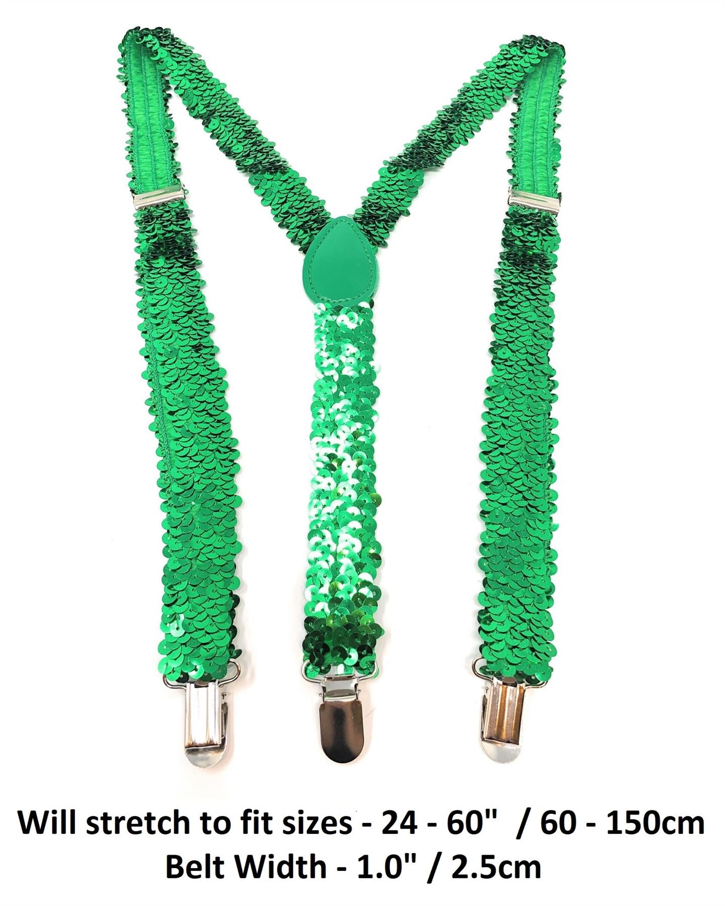 Sequin Fancy Dress Suspenders Clip On Elastic Braces Adjustable New