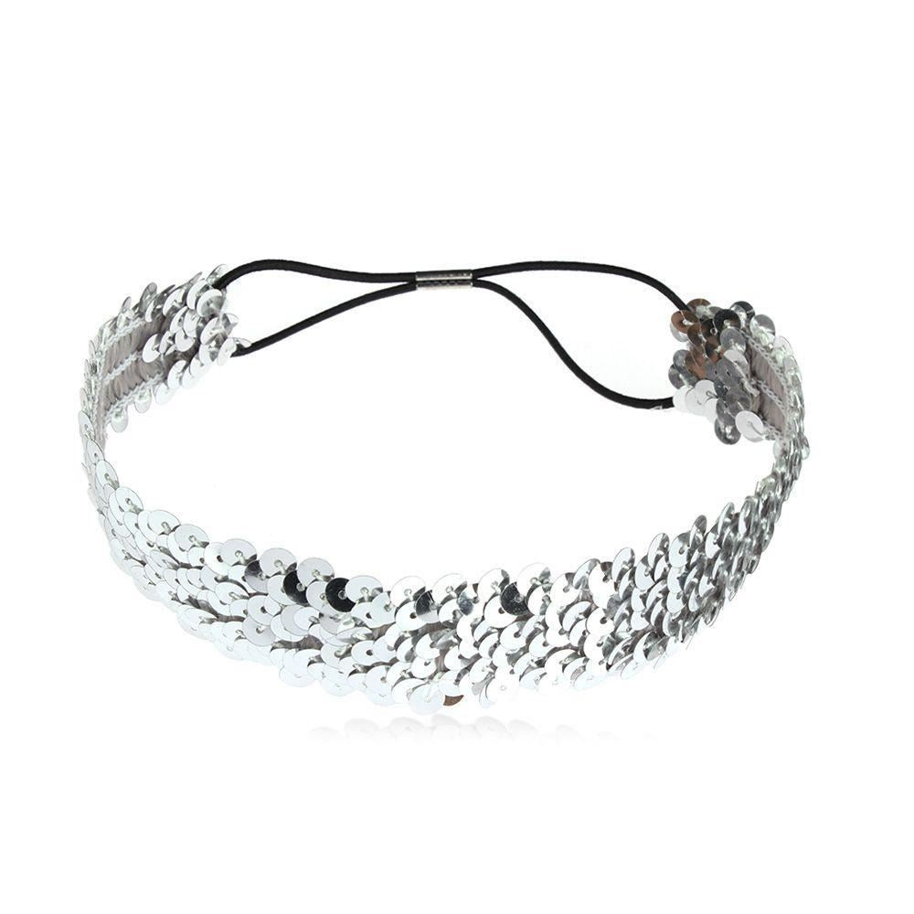 Sequin Head Band Elastic Stretchy 3cm Wide Hairband Hair Tie Back