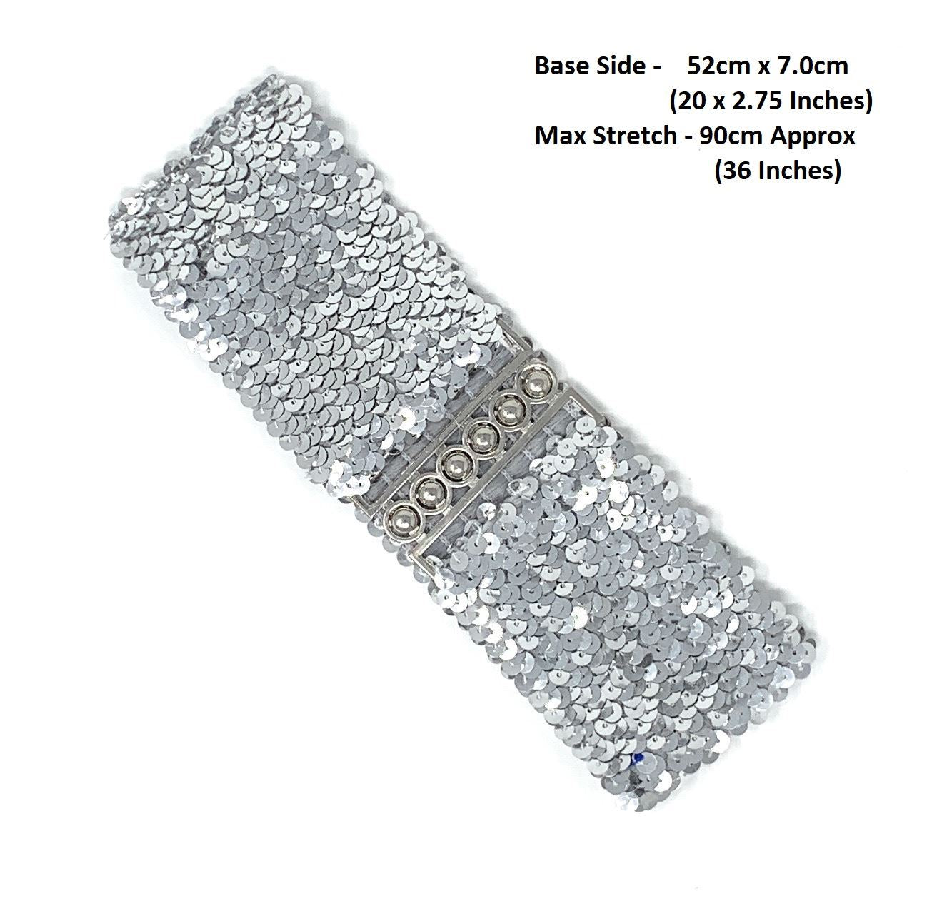 Sequin Wide Slim Stretch Elastic Belt Waist Band Corset Paillette Ladies