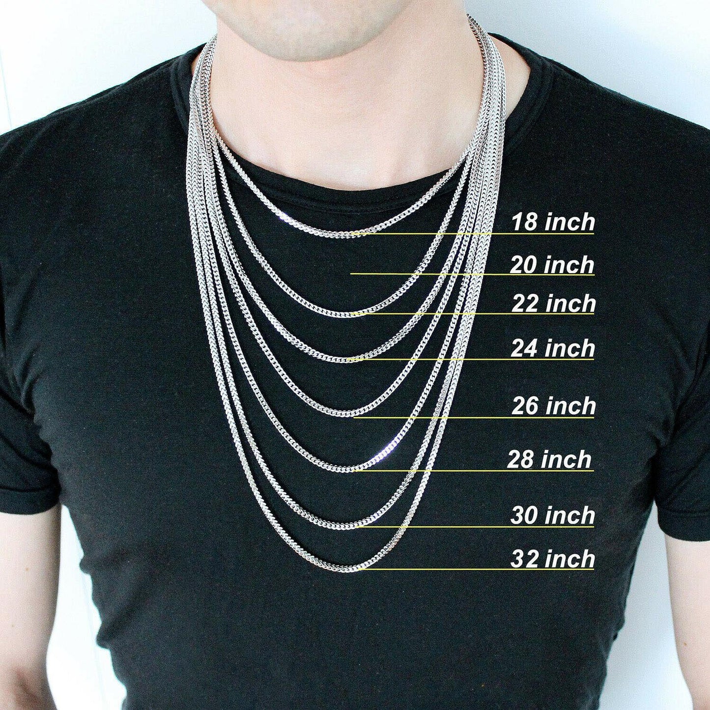 Stainless Steel 316L Silver 3,5,7,9,11,13,15mm & 14-30" Mens Curb Chain Necklace