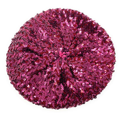 Coloured Sequin Elastic Flapper Cap Beret Hat Fancy Beanie Stretch