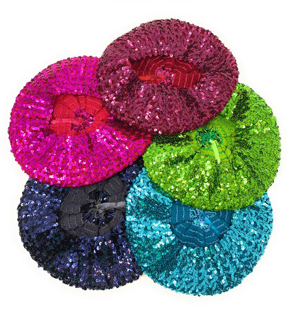 Gorro de aleta elástico con lentejuelas de colores, gorro de boina, gorro elástico elegante