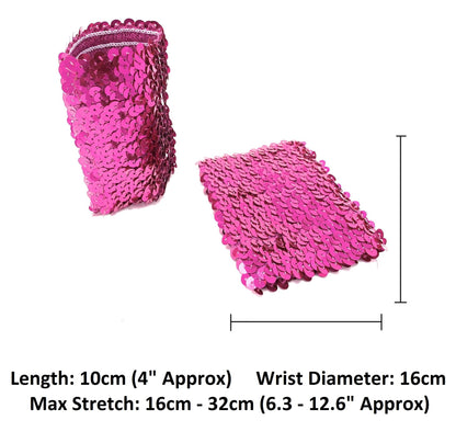 Paar elastische Stretch-Armbänder mit Pailletten, breit, 10 cm lang