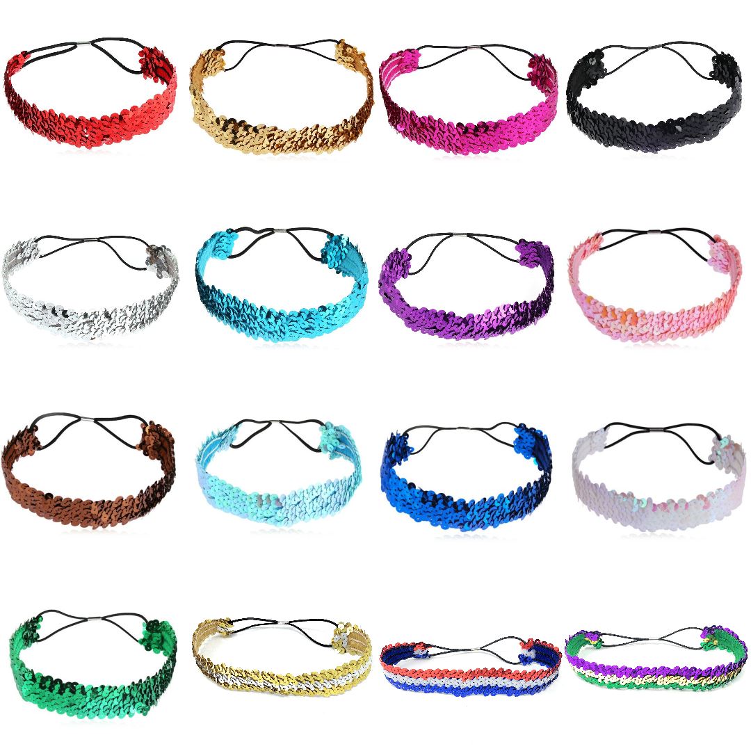 Sequin Head Band Elastic Stretchy 3cm Wide Hairband Hair Tie Back