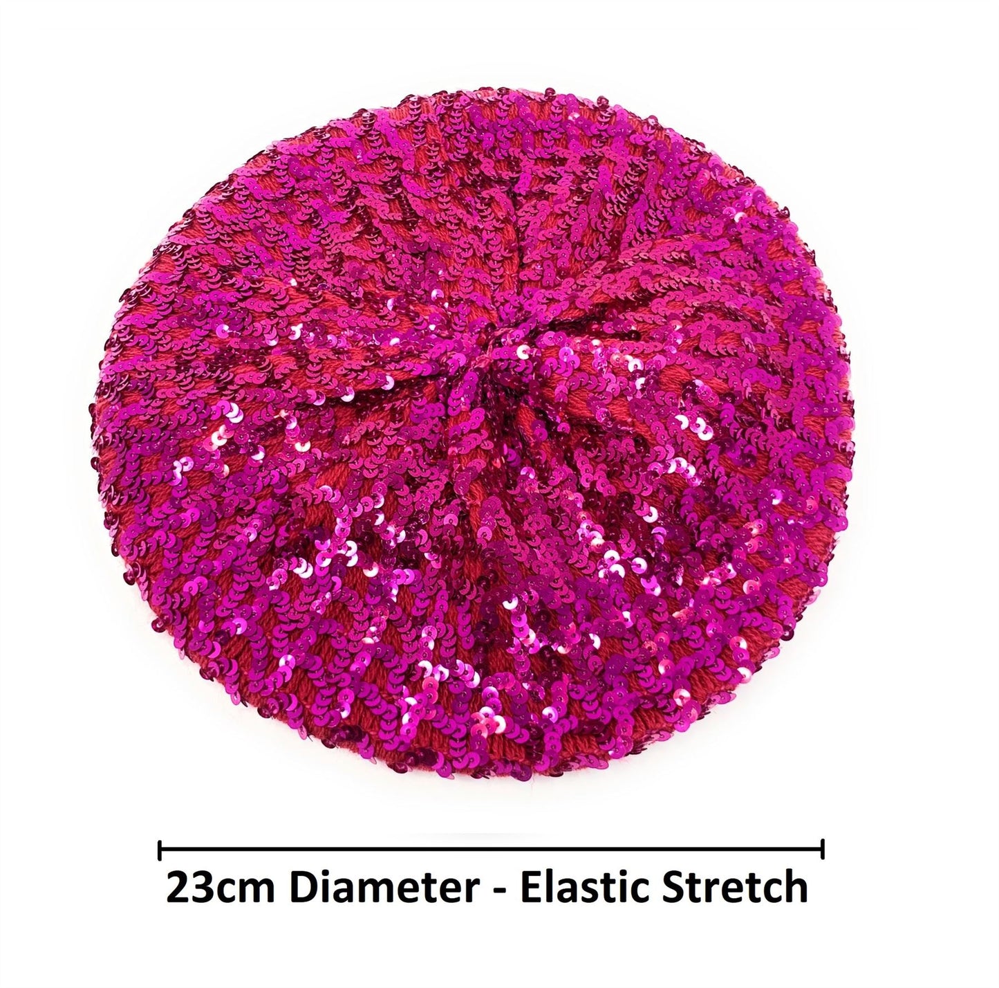 Coloured Sequin Elastic Flapper Cap Beret Hat Fancy Beanie Stretch