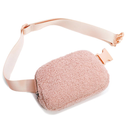 Teddy Faux Fleece Wolle Plüsch Gürtel Tasche Strap Geldbörse Beutel pelzigen Hand Bum Reise