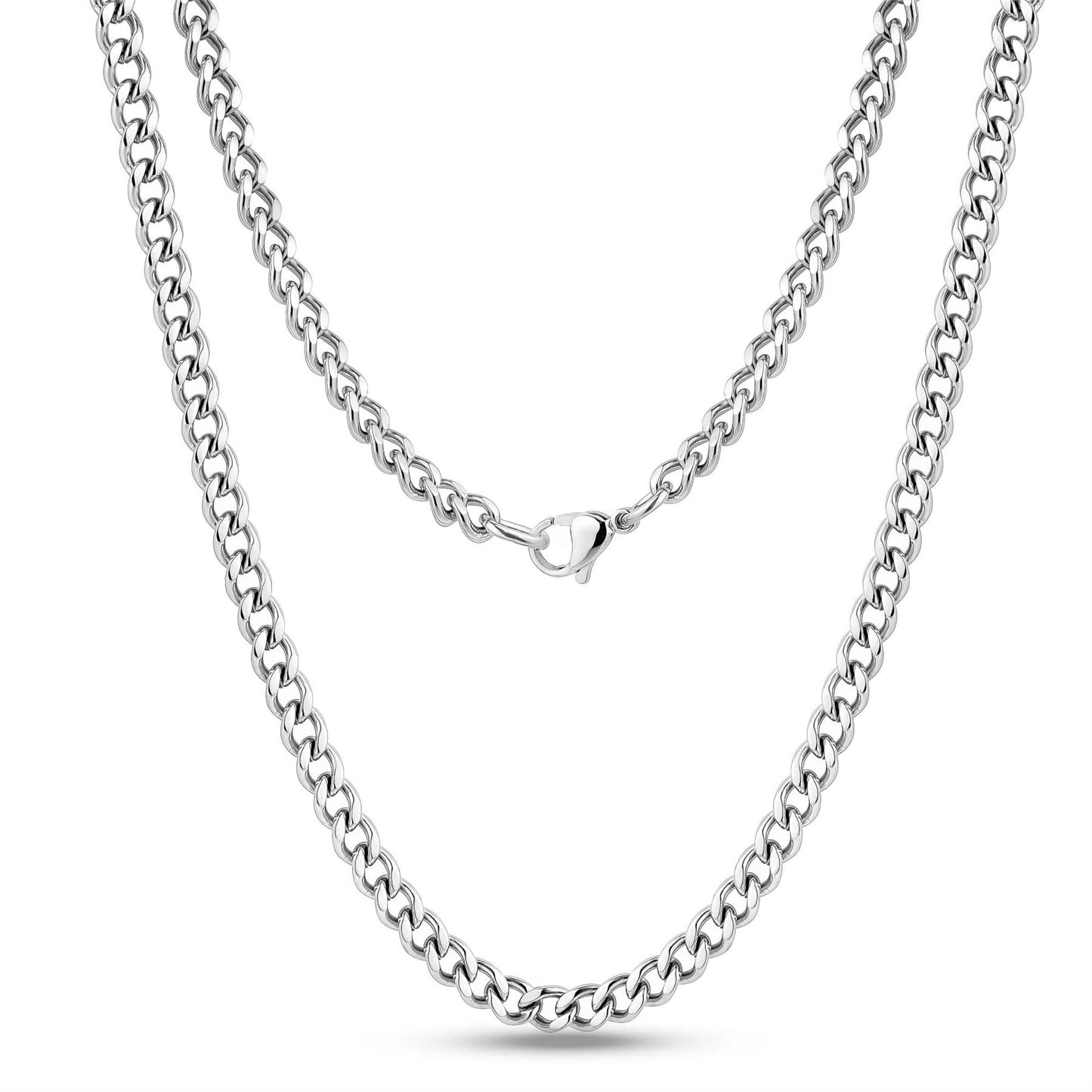 Stainless Steel 316L Silver 3,5,7,9,11,13,15mm & 14-30" Mens Curb Chain Necklace