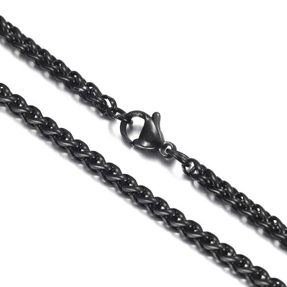 Stainless Steel Black, Gold, Silver 3-8mm & 16-26" Mens Twist Rope Wheat Chain Necklace