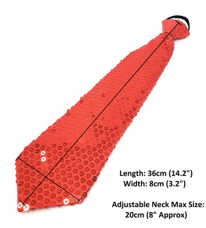 Sequin Pre Tied Adjustable Neck Tie Fancy Dress Party Clip On New