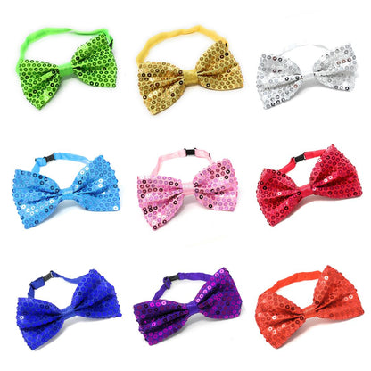 Sequin Fancy Dress Shiny Dickie Bow Tie Party Pre Tied Adjustable