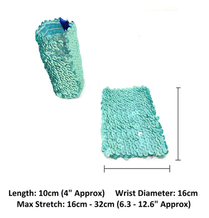 Paar elastische Stretch-Armbänder mit Pailletten, breit, 10 cm lang