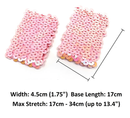 2x Coloured Sequin Elastic Wristband Wrist Cuff New Stretch Slim Pair