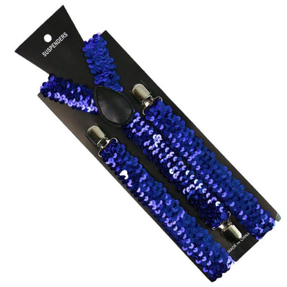 Sequin Fancy Dress Suspenders Clip On Elastic Braces Adjustable New