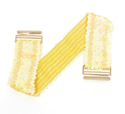 Gold Buckle Elastic Sequin Stretch Belt Coloured Waistband Corset New