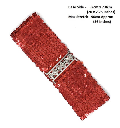 Sequin Wide Slim Stretch Elastic Belt Waist Band Corset Paillette Ladies