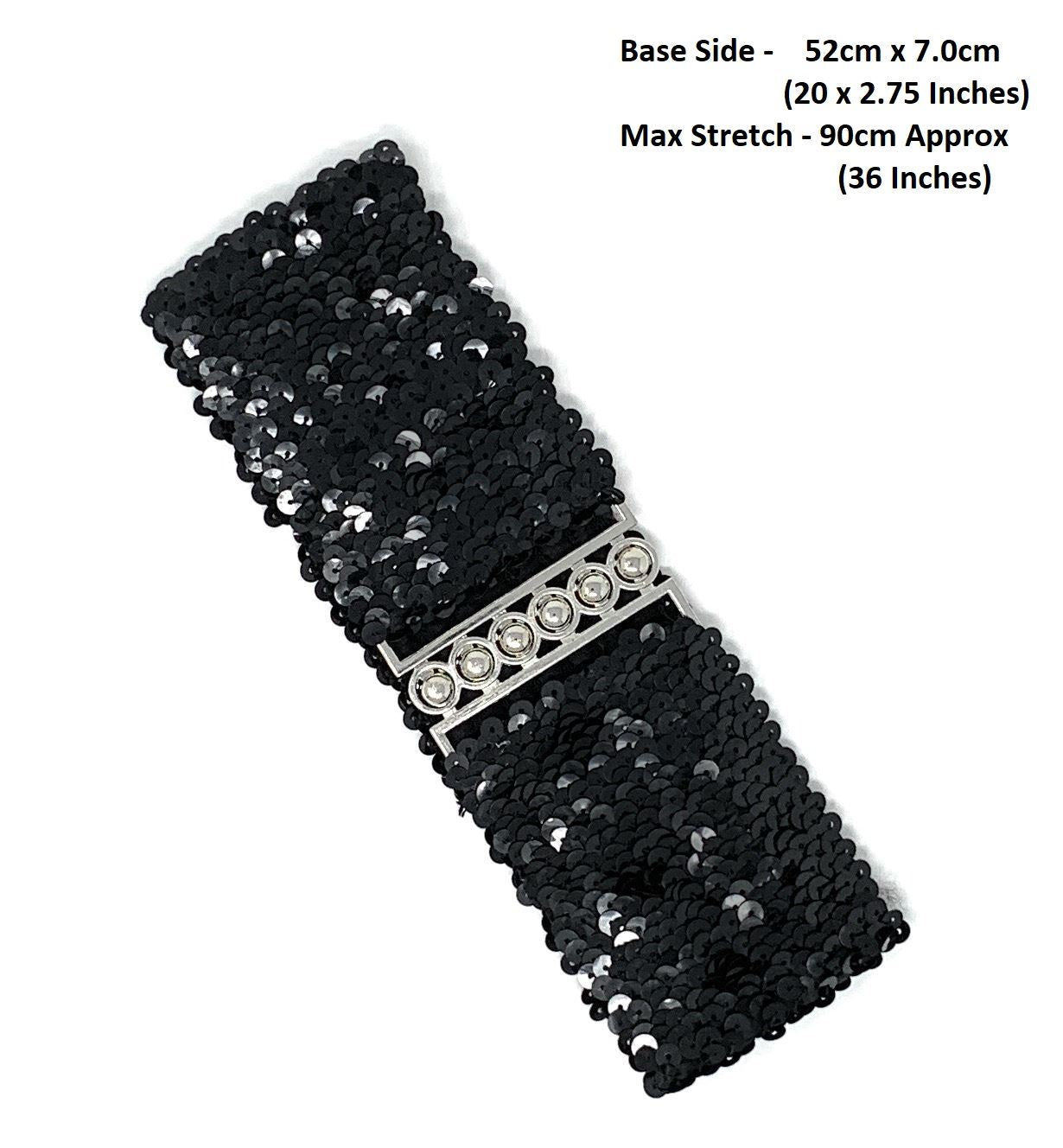 Sequin Wide Slim Stretch Elastic Belt Waist Band Corset Paillette Ladi Cadoline Jewellery