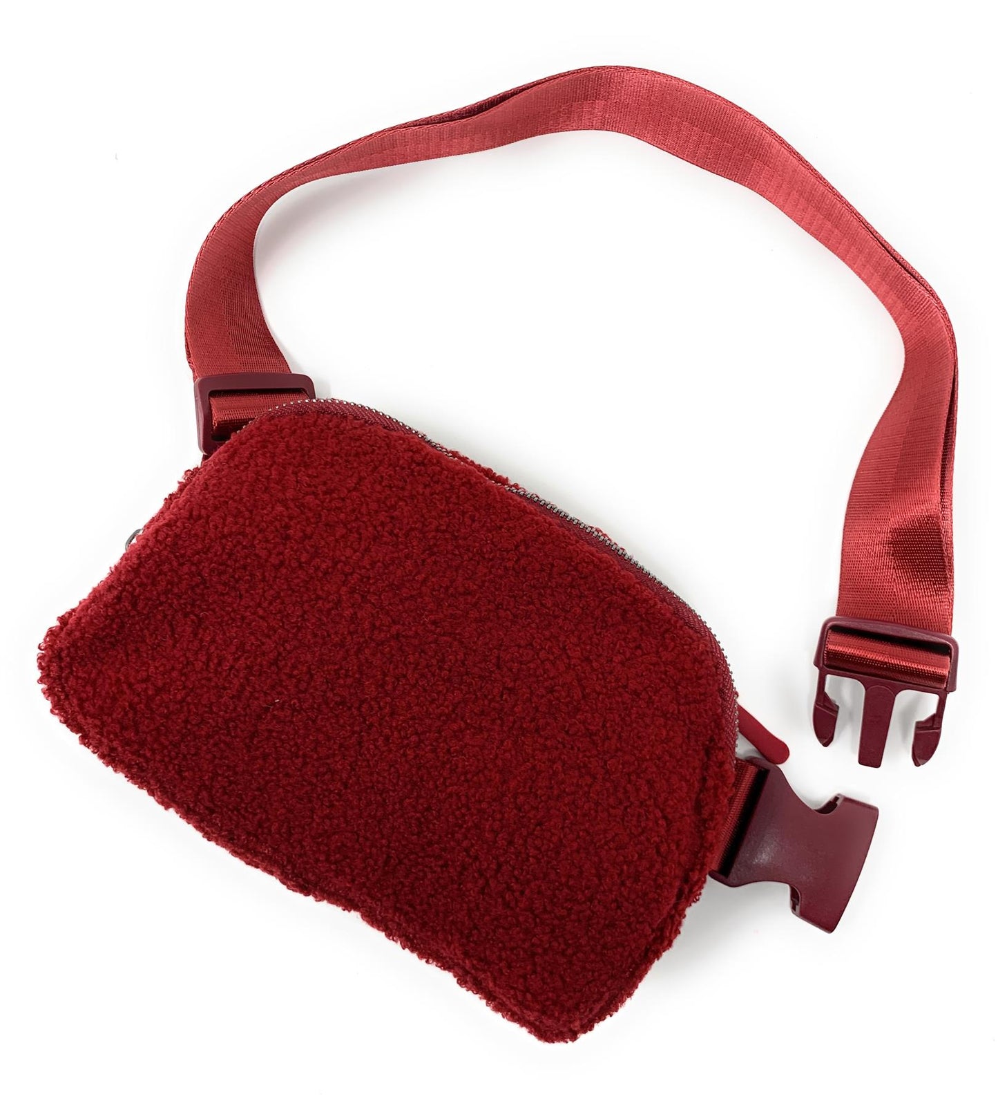 Teddy Faux Fleece Wool Plush Belt Bag Strap Purse Pouch Furry Hand Bum Travel