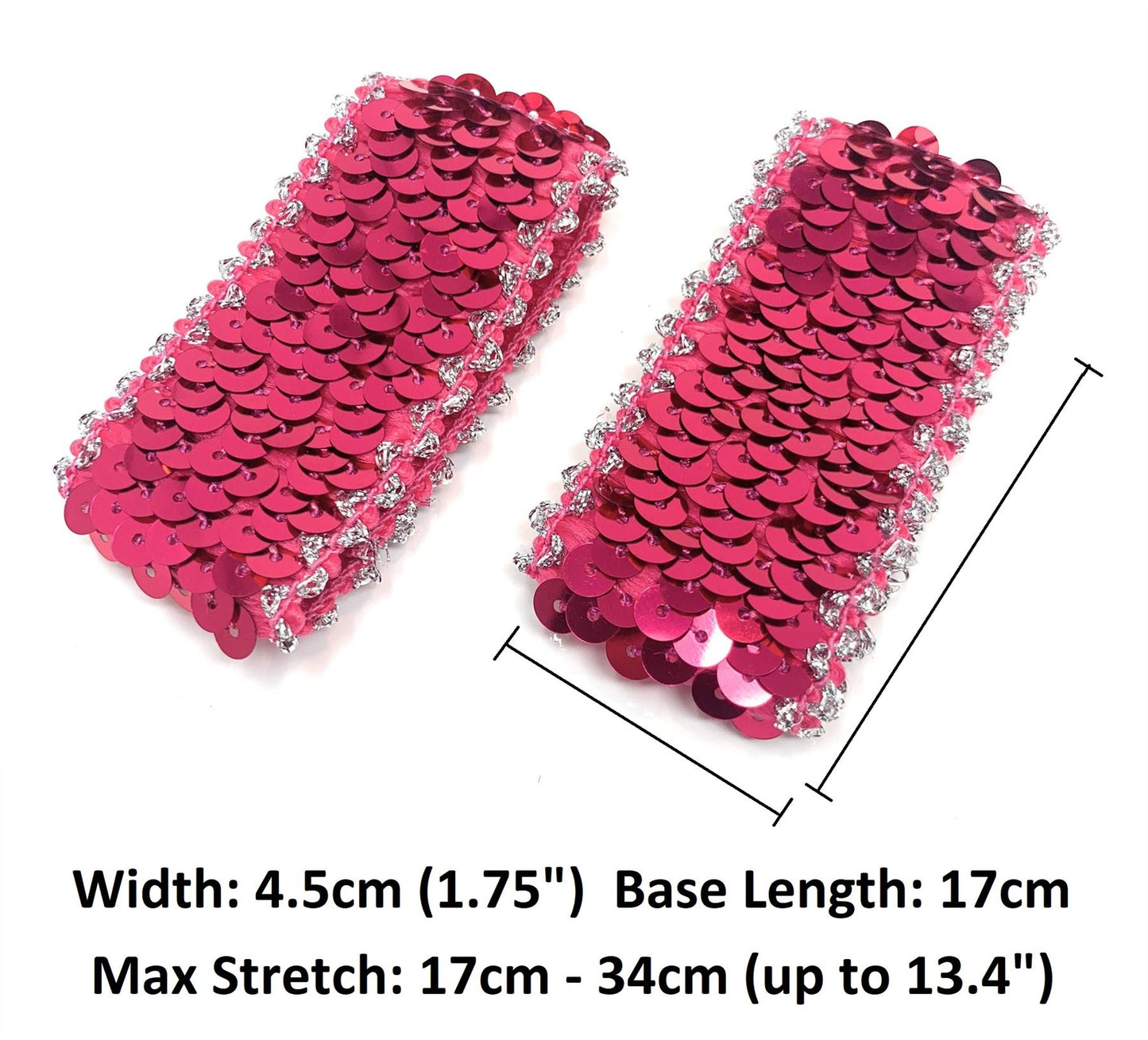 2x Coloured Sequin Elastic Wristband Wrist Cuff New Stretch Slim Pair