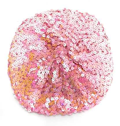 Coloured Sequin Elastic Flapper Cap Beret Hat Fancy Beanie Stretch