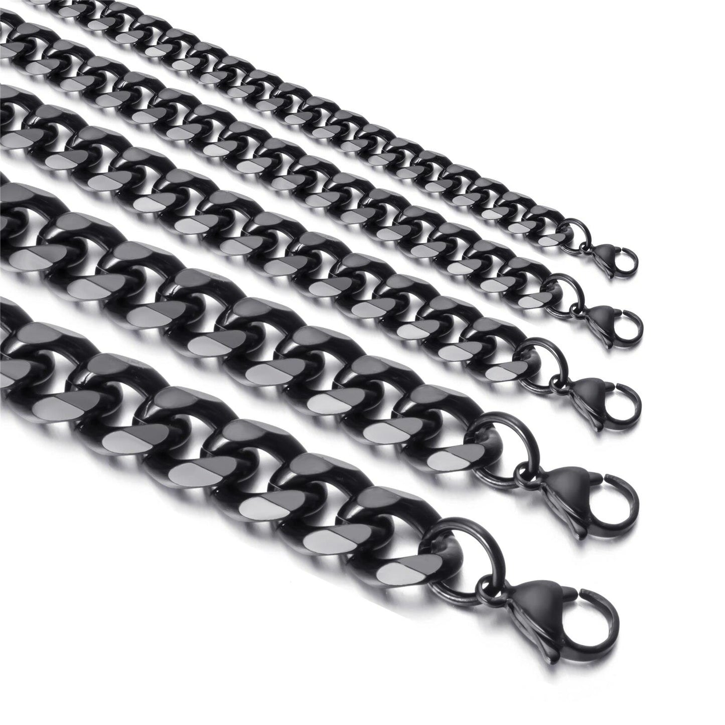 Black Stainless Steel 316L 3-13mm 16-26" Mens Curb Chain Necklace Man Gift