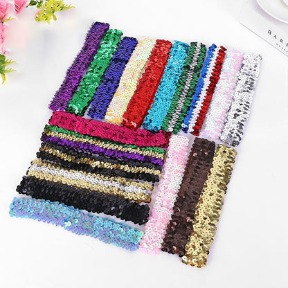 Sequin Full Elastic Stretch Hair Tie Band Headband Wrap 3cm Wide