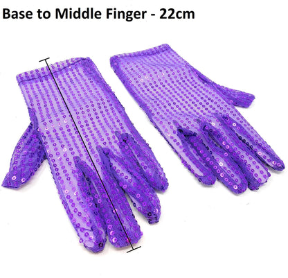 Pailletten-Kostüm-Party-Handschuhe für Erwachsene, glänzende Spitze, 22 cm Fingerradius