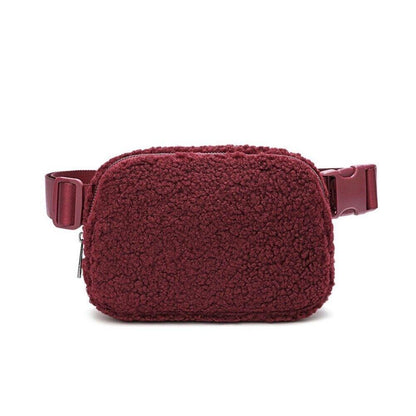 Teddy Faux Fleece Wolle Plüsch Gürtel Tasche Strap Geldbörse Beutel pelzigen Hand Bum Reise