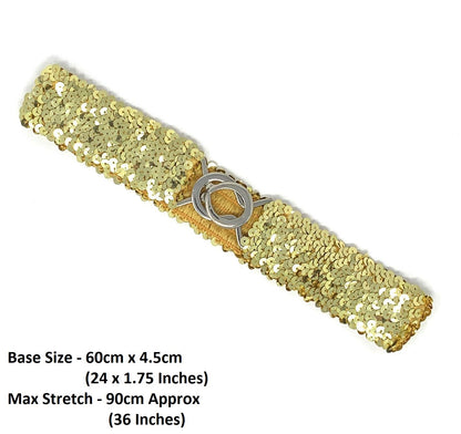 Sequin Wide Slim Stretch Elastic Belt Waist Band Corset Paillette Ladies