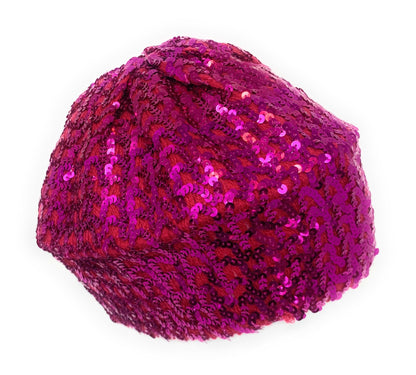 Coloured Sequin Elastic Flapper Cap Beret Hat Fancy Beanie Stretch