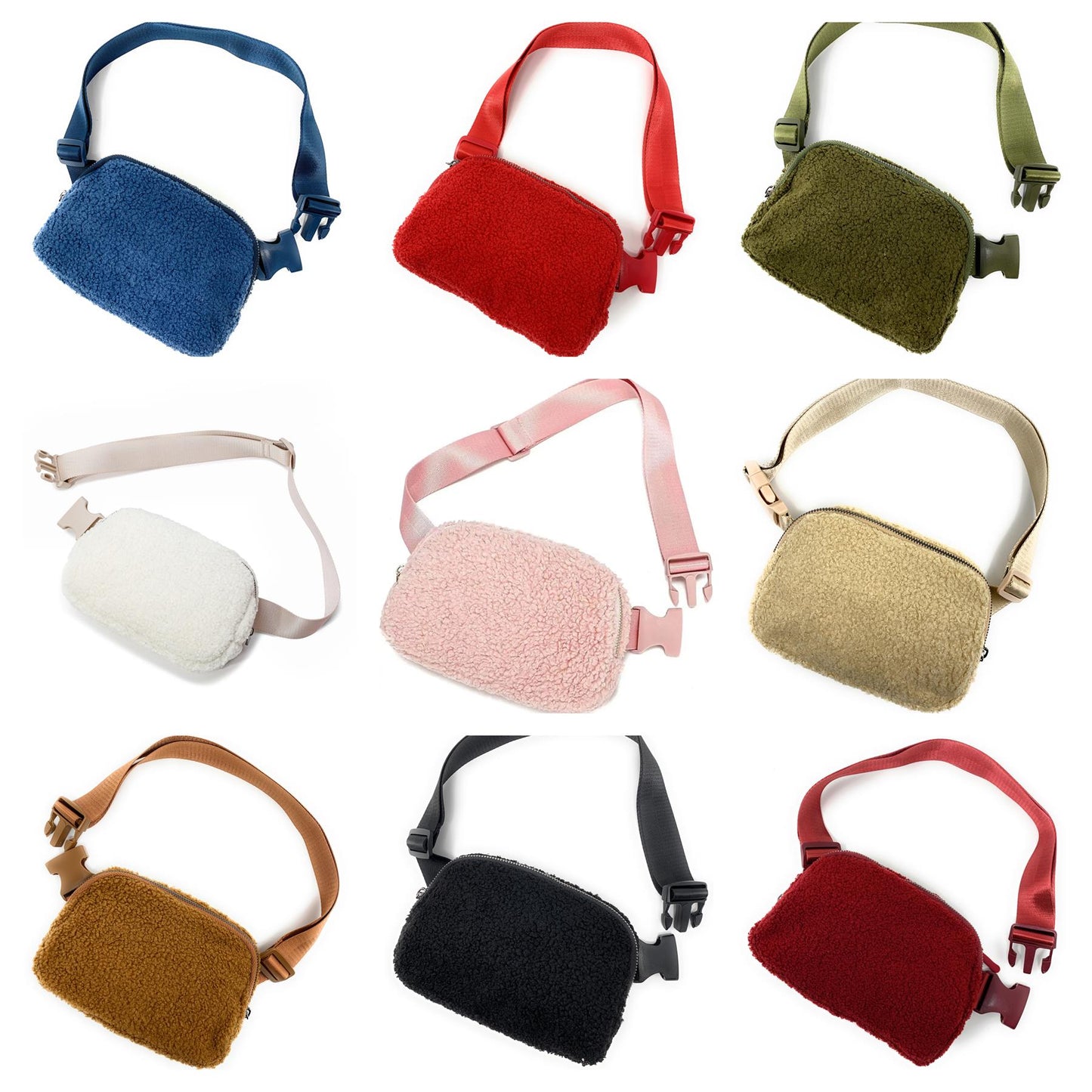 Teddy Faux Fleece Wolle Plüsch Gürtel Tasche Strap Geldbörse Beutel pelzigen Hand Bum Reise