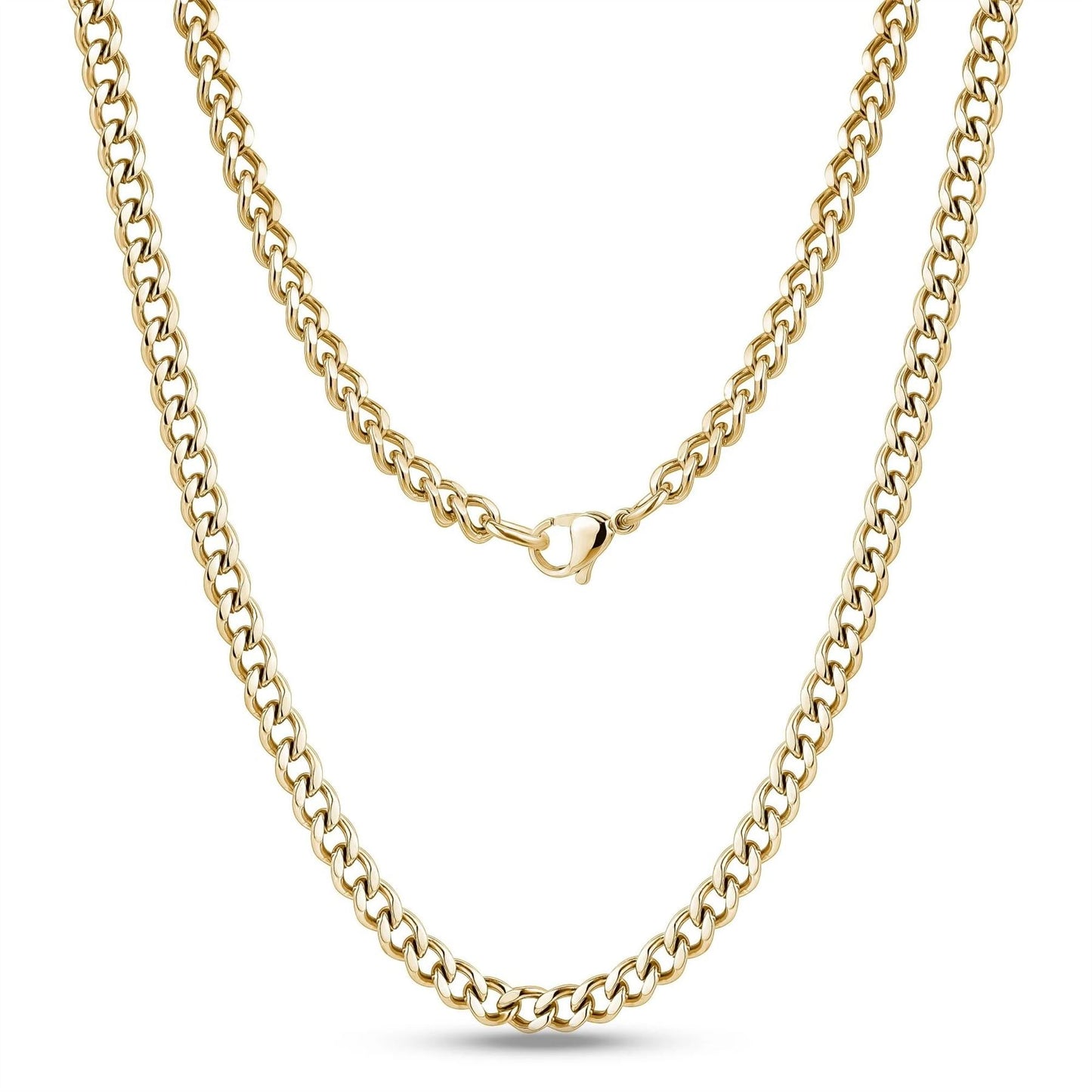 Gold Stainless Steel 316L 3-13mm 16-26" Mens Curb Chain Necklace Man Gift