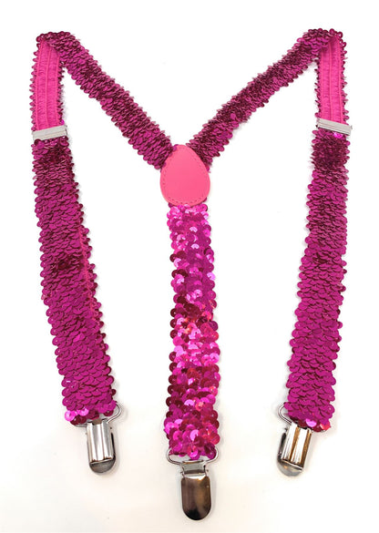 Sequin Fancy Dress Suspenders Clip On Elastic Braces Adjustable New