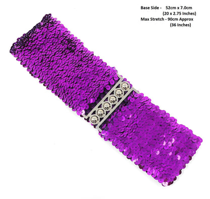 Sequin Wide Slim Stretch Elastic Belt Waist Band Corset Paillette Ladies