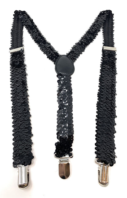 Sequin Fancy Dress Suspenders Clip On Elastic Braces Adjustable New