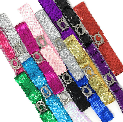 Sequin Wide Slim Stretch Elastic Belt Waist Band Corset Paillette Ladies