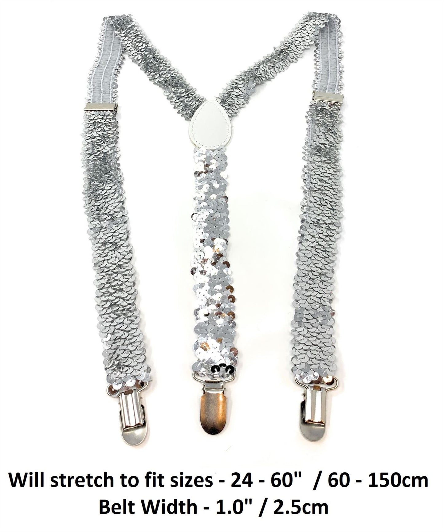 Sequin Fancy Dress Suspenders Clip On Elastic Braces Adjustable New