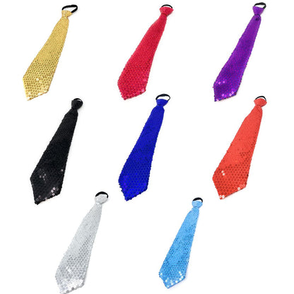 Sequin Pre Tied Adjustable Neck Tie Fancy Dress Party Clip On New